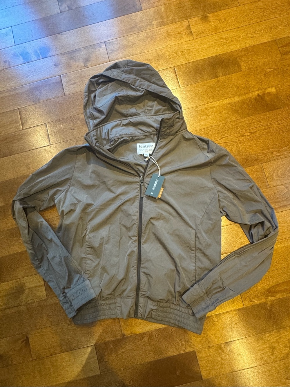 tentree Taupe Hooded Bomber Jacket
